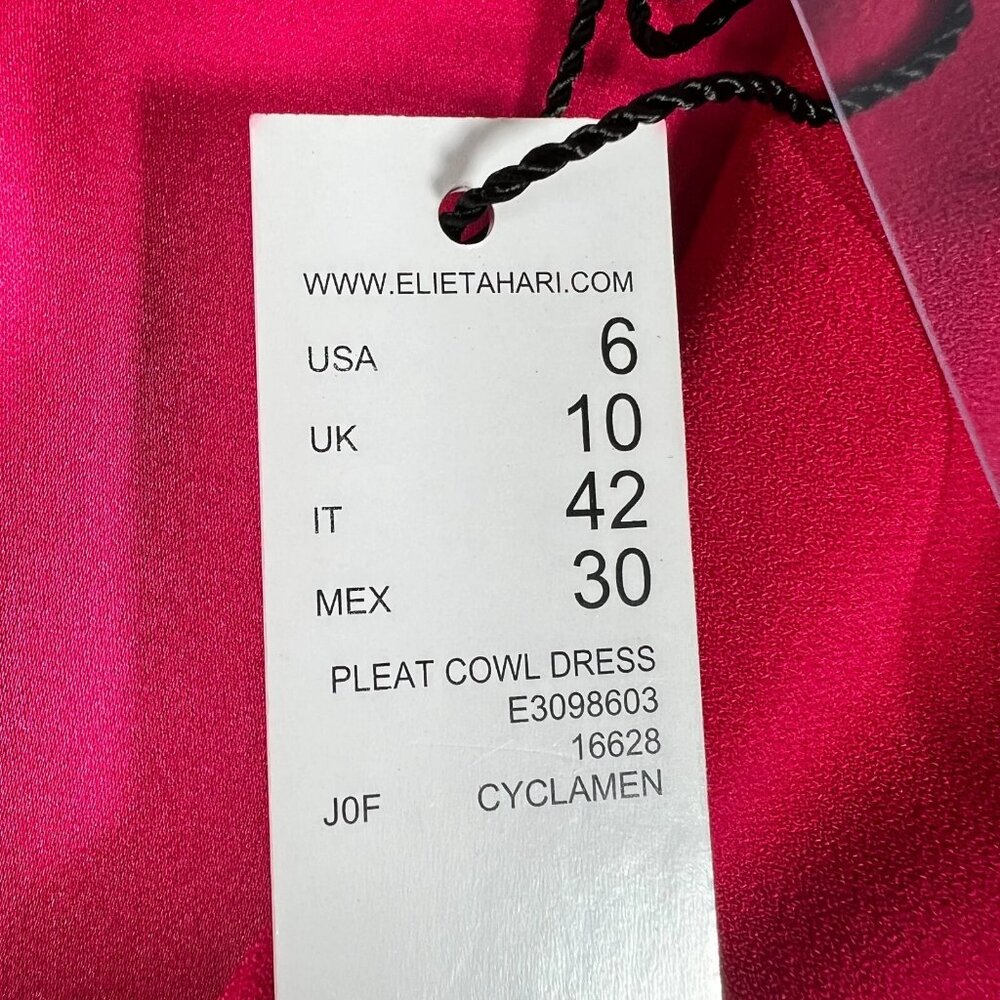 Elie Tahari Collection Womens Pink Fit & Flare Pleated Cowl Neck Dress Size 6 - Picture 16 of 16